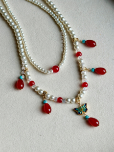 【长宁】古风汉服明制唐风软璎珞项链珍珠头饰国风配饰 默认微瑕