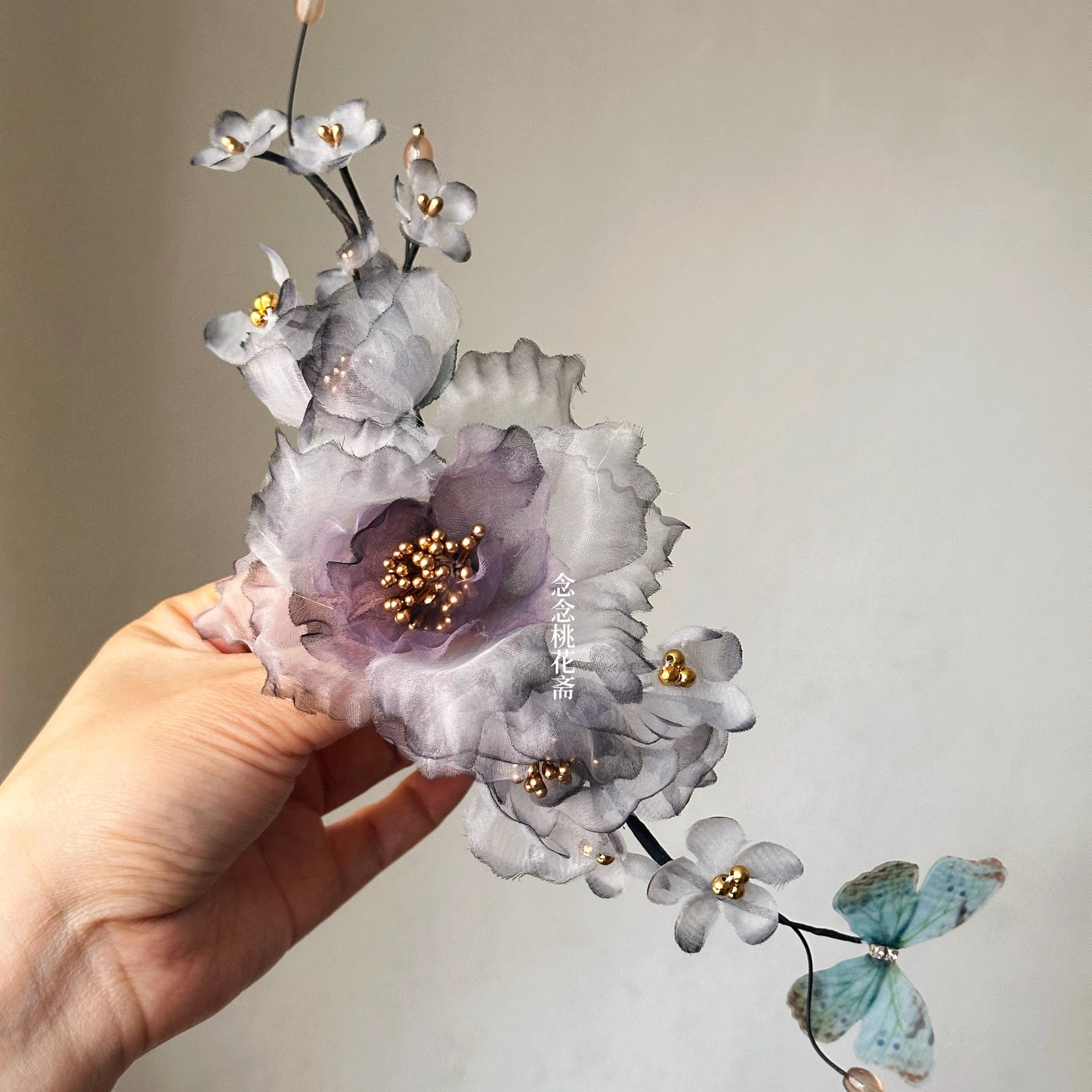 水墨风烫花头饰小众高级花朵发饰