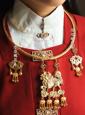 【瑞麟】古风麒麟平安锁铃铛项圈明制汉服璎珞国风马面裙配饰合金