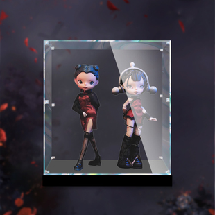 适用泡泡玛特赤灵BJD可动人偶手办亚克力展示盒防尘罩透明盒收纳