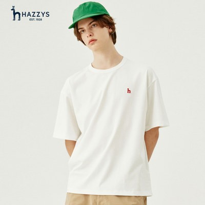 hazzys纯色刺绣logo短袖T恤