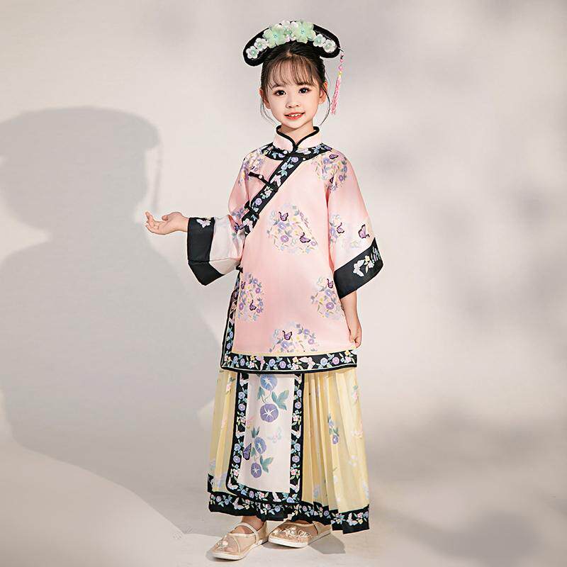 女童格格服装小女孩清朝宫廷风古装女宝宝满族服饰儿童请汉服