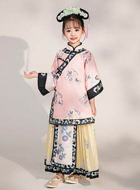 国风拜年服清汉女格格晚清印花