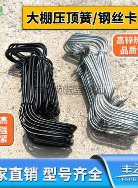 包邮温室大棚配件热镀锌压顶簧钢管卡扣钢丝夹顶弹簧连接管十字卡