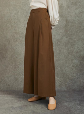 Famecoco范可垂感极简西装裤百搭纯色阔腿裤垂坠感显瘦FAC6GE002
