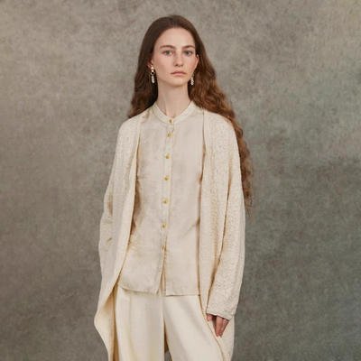 范可儿春季肌理感气质开身毛衫