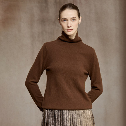 Famecoco范可儿绵羊毛半高领套头针织衫百搭长袖打底FAB8DC021