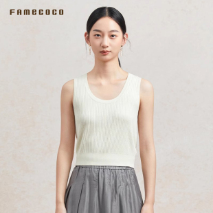 Famecoco范可儿无袖 套头内搭纯色FAC3BC009 背心吊带短款 女无袖