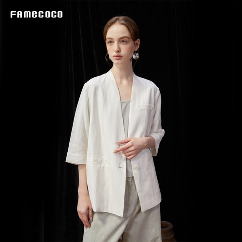 设计师品牌FAMECOCO天丝麻开衫
