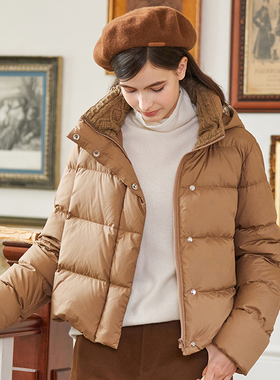 Famecoco范可儿肯豆短款加厚保暖美拉德羽绒服90绒女冬FAB8AJ006