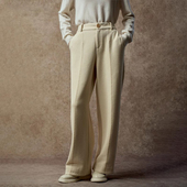 Famecoco范可儿简约通勤直筒裤 宽松垂坠感棉质阔腿裤 FAC8GA012