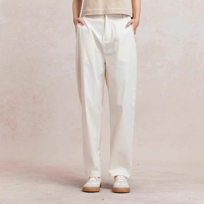 棉质口袋提花直筒休闲长裤