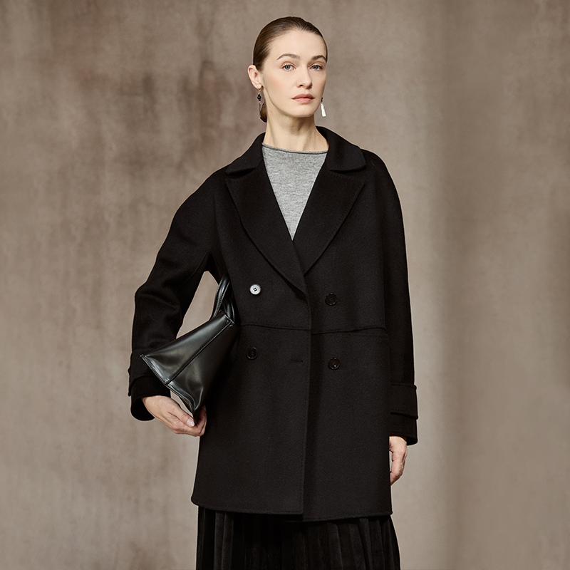 100%绵羊毛休闲宽松双面呢外套