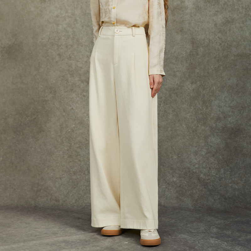 范可儿松弛感文艺松紧腰直筒长裤