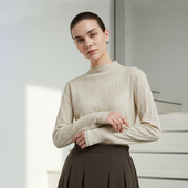 打底衫 Famecoco气质半高领套头毛衫 高级感镂空设计修身 FAD8DC104