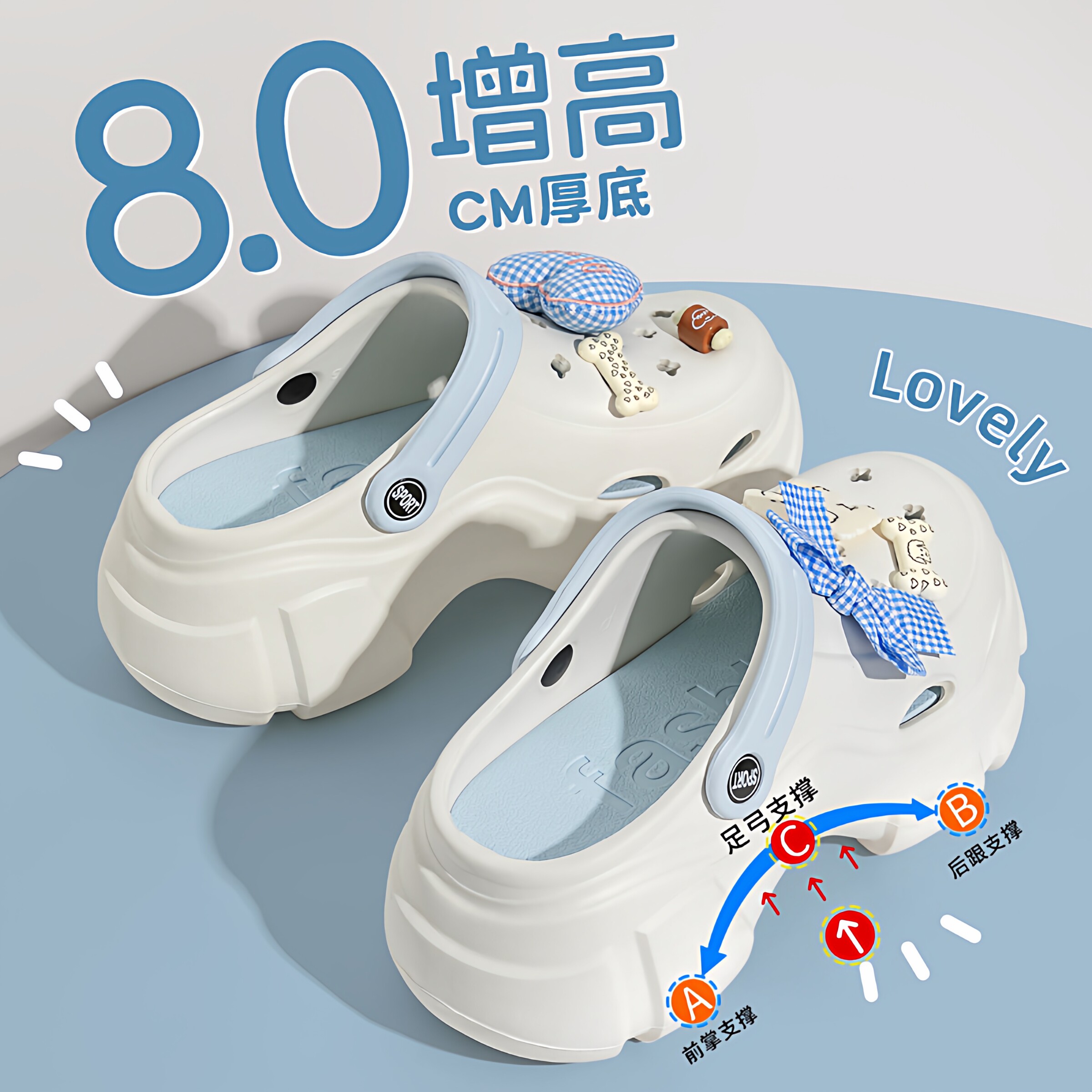 足弓支撑不累脚手术室洞洞鞋女款夏季外穿防滑厚底增高凉拖鞋防臭