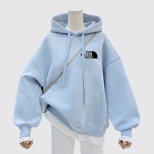 雾霾蓝潮牌连帽纯棉卫衣加绒外套