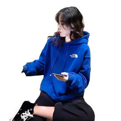 纯棉连帽卫衣女加绒加厚潮牌外套