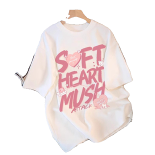 夏日多巴胺穿搭白色短袖t恤女2025新款爆款宽松大码半袖体恤上衣