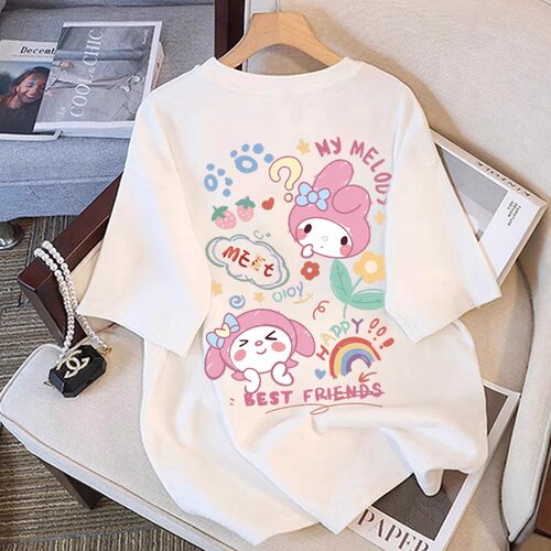 美乐蒂纯棉短袖t恤女设计感小众