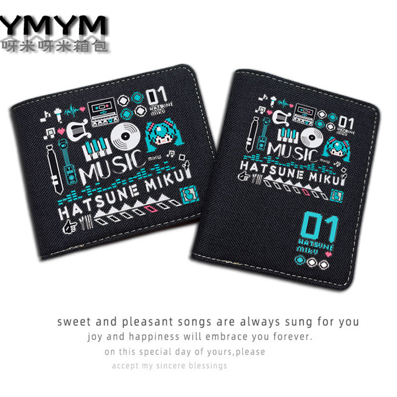 初音未来联名周边钱包男洛天依葱娘miku二次元动漫帆布钱夹女创意