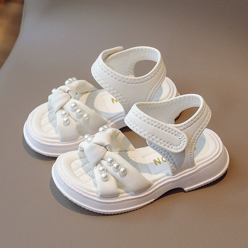 Детские нескользящие сандалии из жемчуга, модная пляжная обувь для принцессы