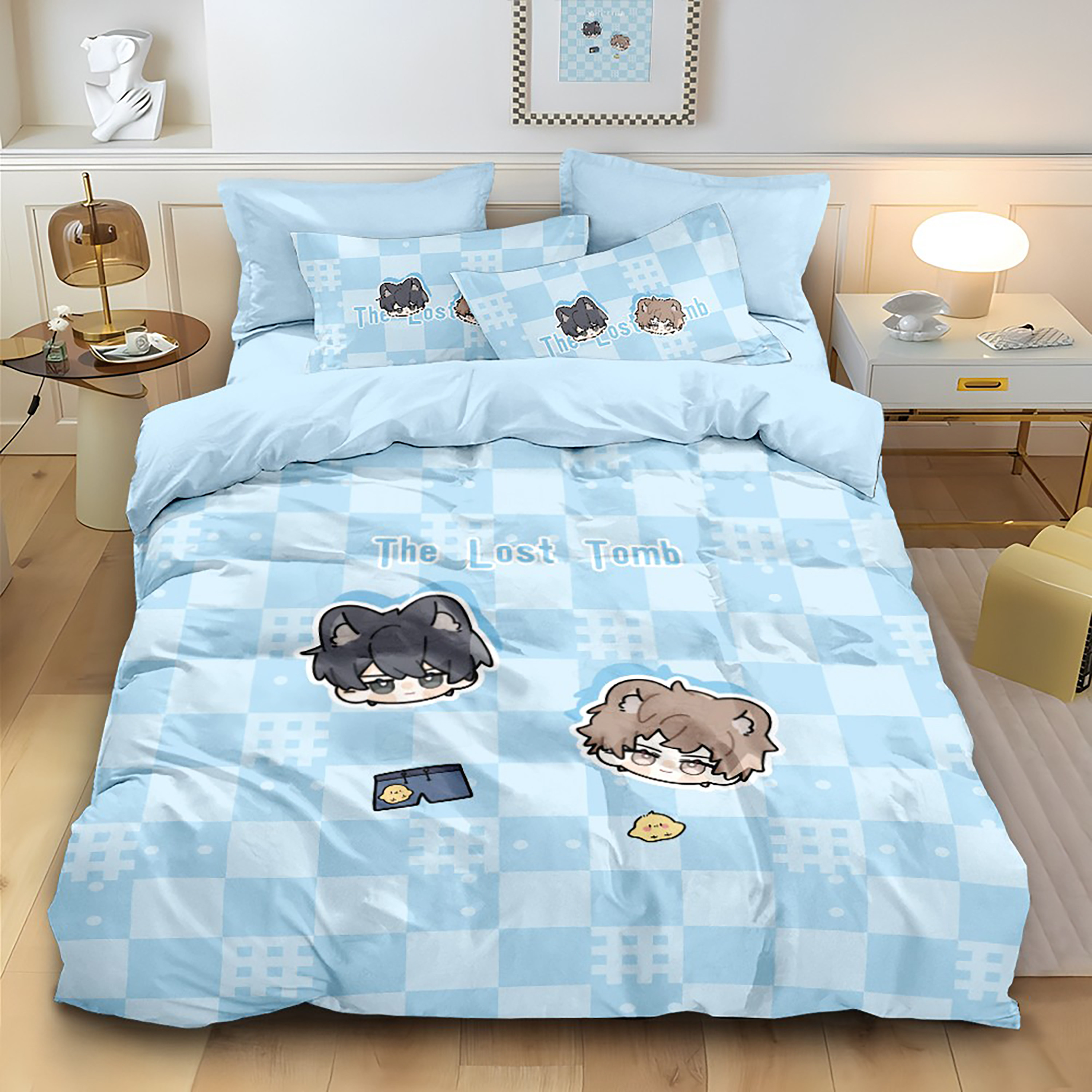 盗墓笔记无邪张起灵被套纯棉四件套男孩儿童学生宿舍床上用三件套