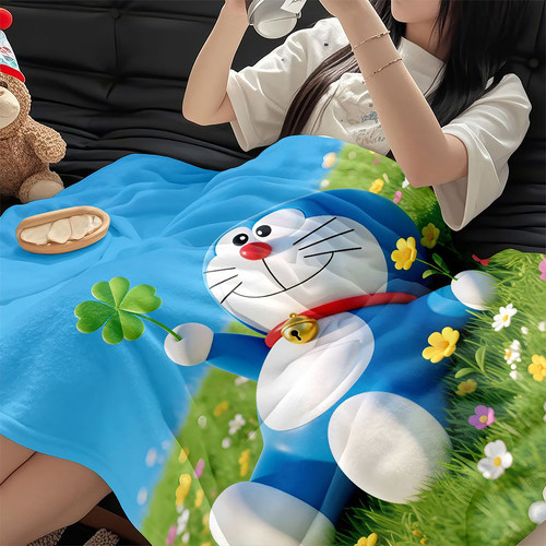 哆啦A梦毛毯法兰绒空调毯儿童学生夏季薄款毯子被子叮当猫休闲毯