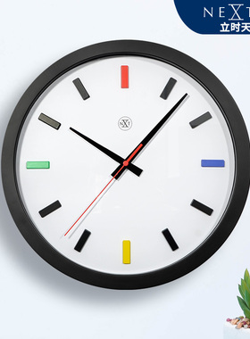 2022新款NEXTIME钟表免打孔挂钟客厅家用时尚简约14英寸静音挂表