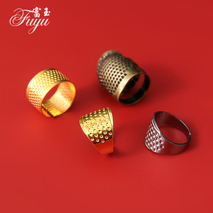 顶针器缝纫工具可调节顶针家用防扎手指套戒指顶针箍刺绣金色银色