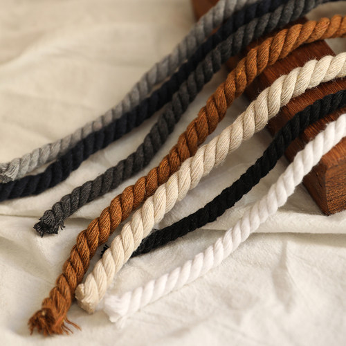 纯棉三股彩色手工麻花捆绑绳