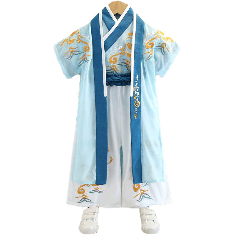 漢服男童夏季薄款套裝中國(guó)風(fēng)兒童古裝唐裝國(guó)學(xué)服小寶寶六一演出服