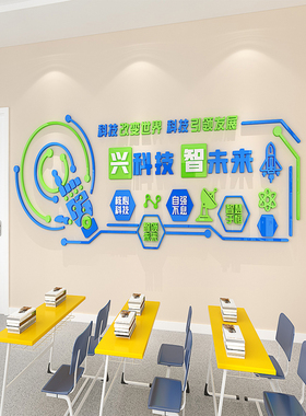 科学实验室文化墙布置科技墙贴中小学教室物理培训班黑板报装饰画
