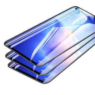 opporeno5k钢化膜OPPO Reno5K全屏覆盖PEGM10手机贴膜原装抗蓝光RENO5 K全包防爆防指纹玻璃屏幕保护贴膜OppO