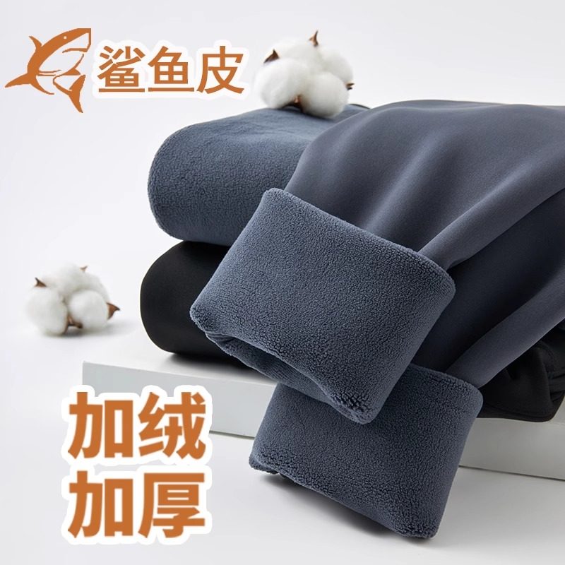 男士鲨鱼裤冬季防寒紧身外穿高腰加绒加厚打底裤机车芭比裤保暖裤