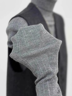 西装马甲内搭打底坑条毛衣女秋冬欧货灰色高领针织衫弹力修身上衣