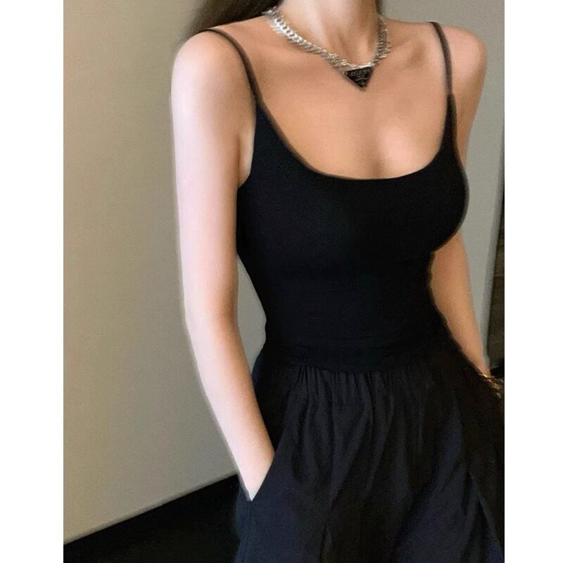 纯欲风吊带背心女带胸垫修身显瘦爆乳大外穿辣妹文胸一体美背吊带