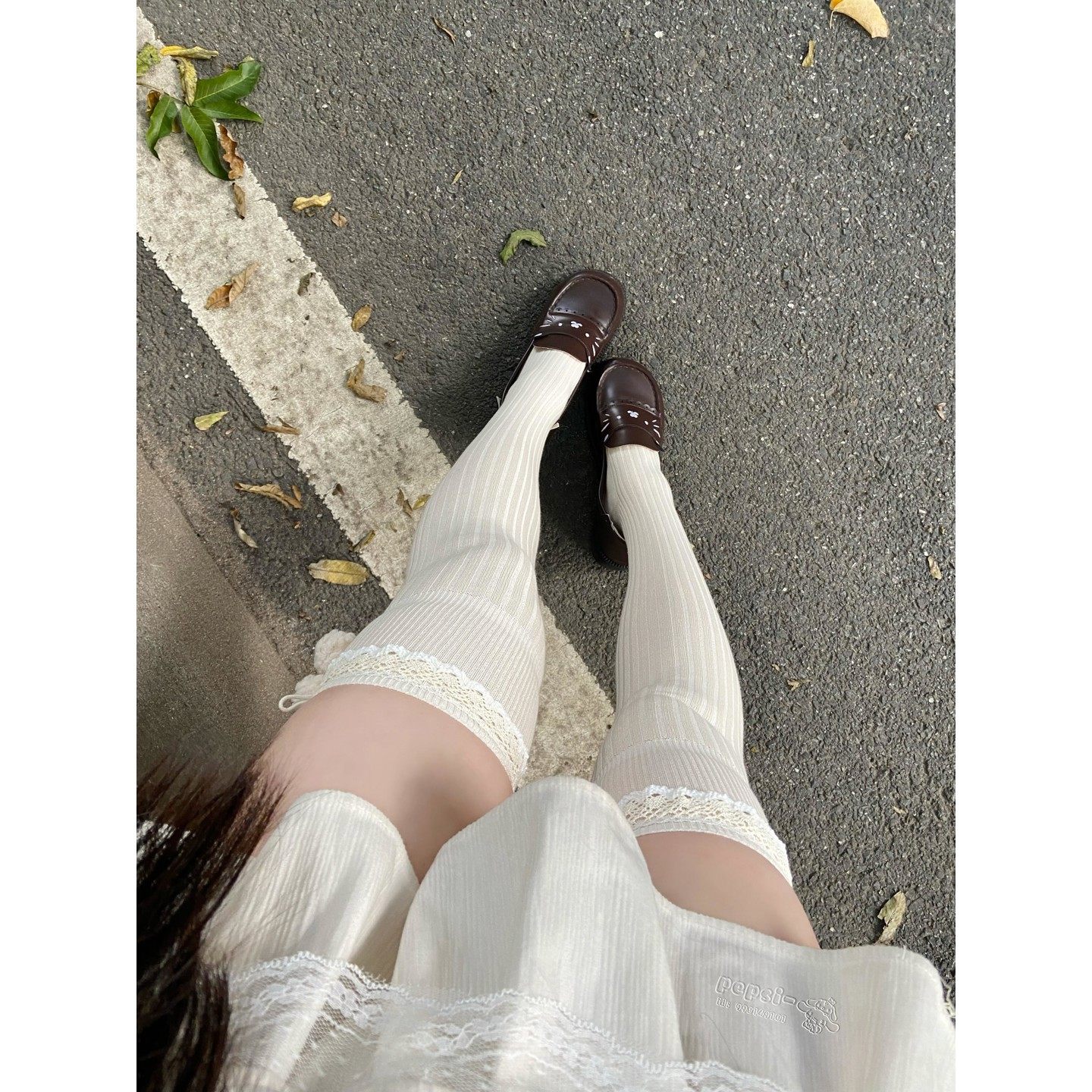 竖条纹花边长筒袜女加厚保暖过膝配乐福鞋可爱甜美jk袜子大腿袜,女士内衣/男士内衣/家居服,长筒袜,淘宝优惠券,粉丝福利购,淘宝优惠卷