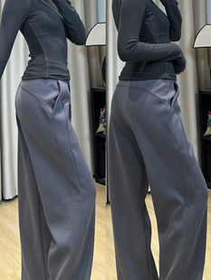 深灰色阔腿裤女秋冬新款梨型身材裤子高腰显瘦运动卫裤梨形报恩裤