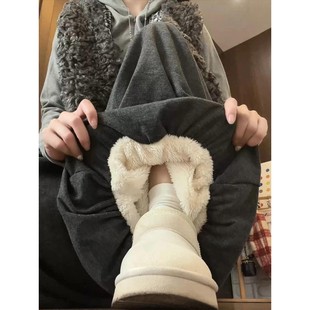 羊羔绒花苞棉裤女秋冬加绒哈尔滨保暖阔腿慵懒显瘦灯笼裤裙糯米裤