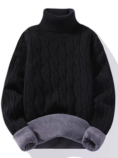 东北保暖内衣男士冬季加绒加厚高领毛衣针织衫特厚一体绒打底衫