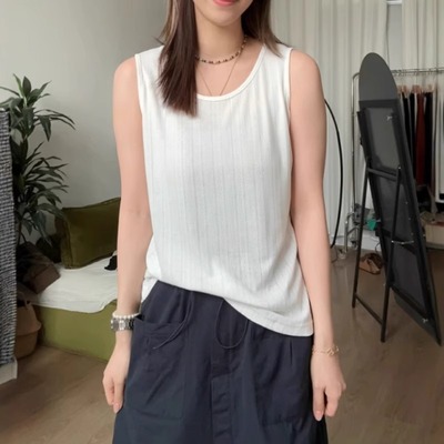 大码胖mm吊带背心女夏外穿衬衫内搭休闲百搭宽松遮肚子老头衫背心