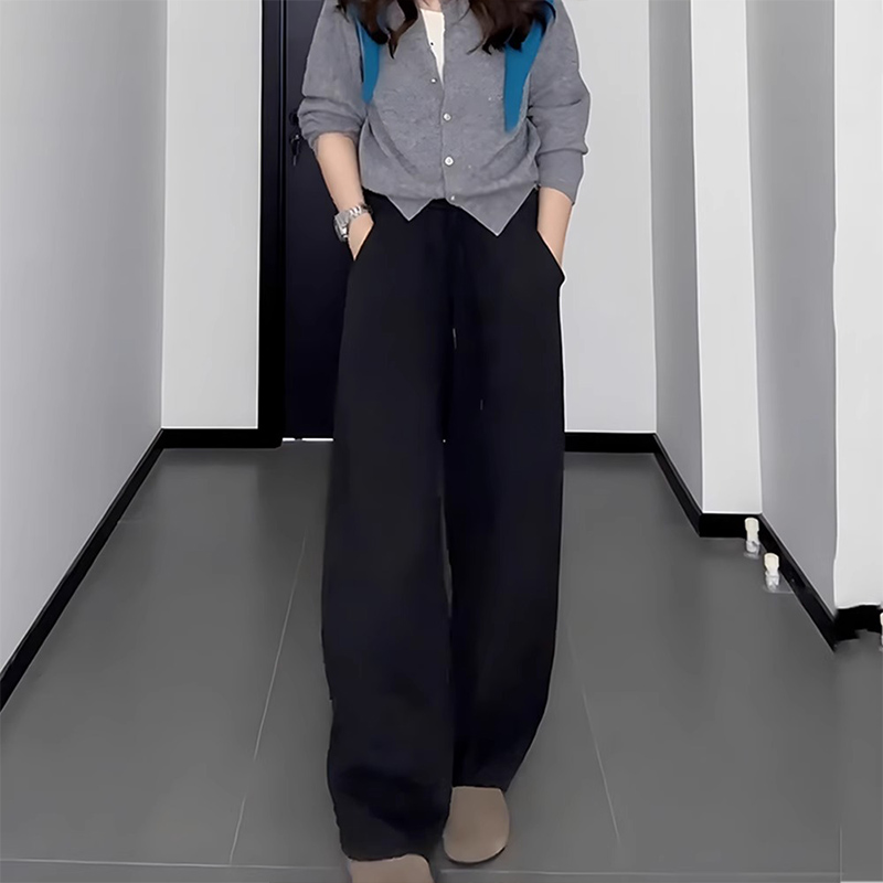黑色阔腿裤女秋冬新款镰刀裤梨型身材裤子显瘦宽松休闲高腰香蕉裤
