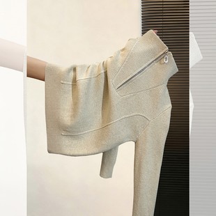 一体绒高领半拉链毛衣女秋冬新款加绒加厚可外穿内搭针织打底衫