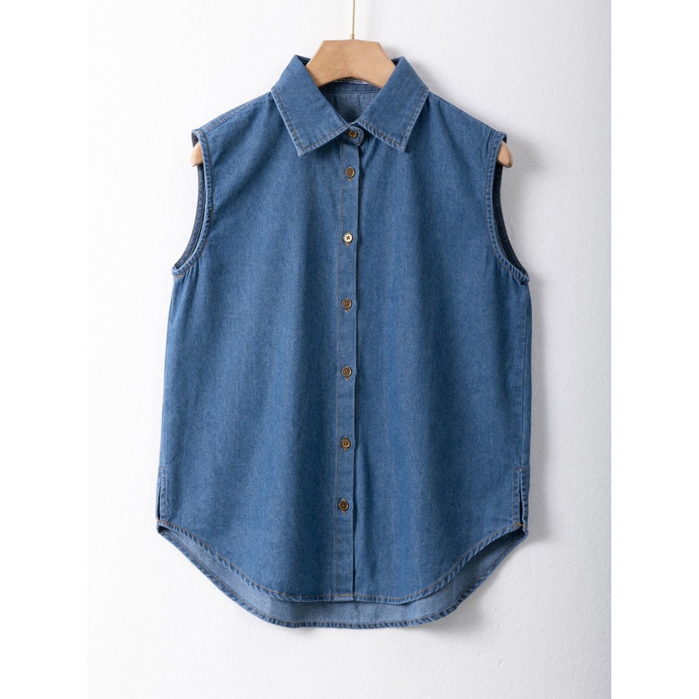 卫衣叠穿打底背心女中长款屁帘下摆无袖衬衣衬衫假领子牛仔背心