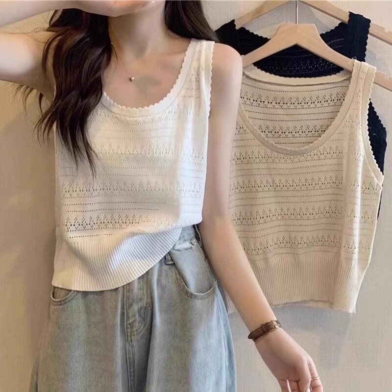 白色针织吊带背心女2025夏季新款休闲百搭无袖上衣打底衫西装内搭