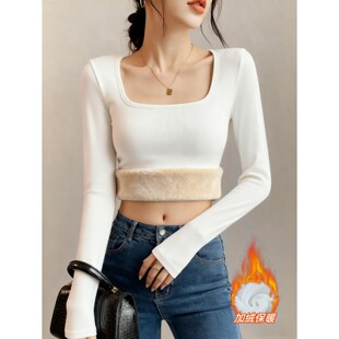 一件过冬!加绒加厚方领打底衫女秋冬紧身保暖内搭一体绒保暖秋衣