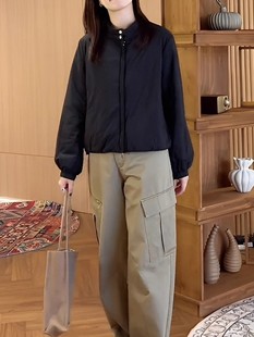 黑色立领轻薄棉服夹棉外套女秋冬新款爆款时尚显瘦保暖短款上衣