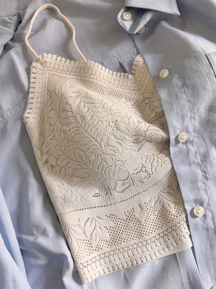 轻奢蕾丝美背背心文胸一体小吊带女配衬衫的内搭带胸垫抹胸内衣