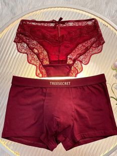 衩 裤 本命年情侣内裤 女士纯棉抗菌裆一男一女性感红色结婚喜庆新款